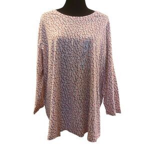 Kim Rogers Perfectly Soft Pink With White Leopard Print Tee‎ Sz 3X NWT